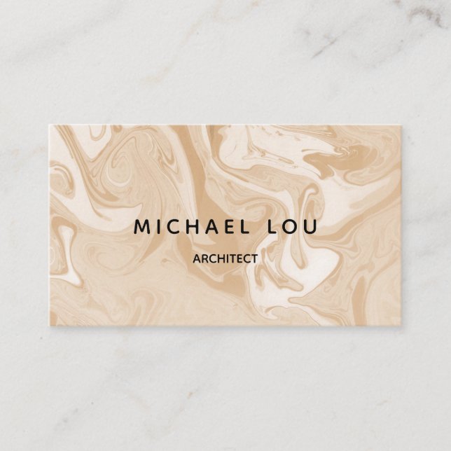 Minimal marmor i Beige Struktur Visitkort (Framsida)