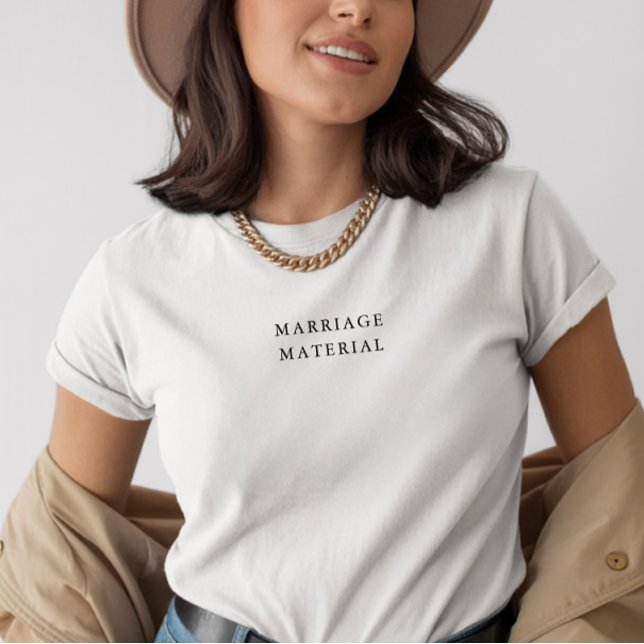 Minimal 'Marriage Material' Newlywed Black & White T Shirt (Skapare uppladdad)