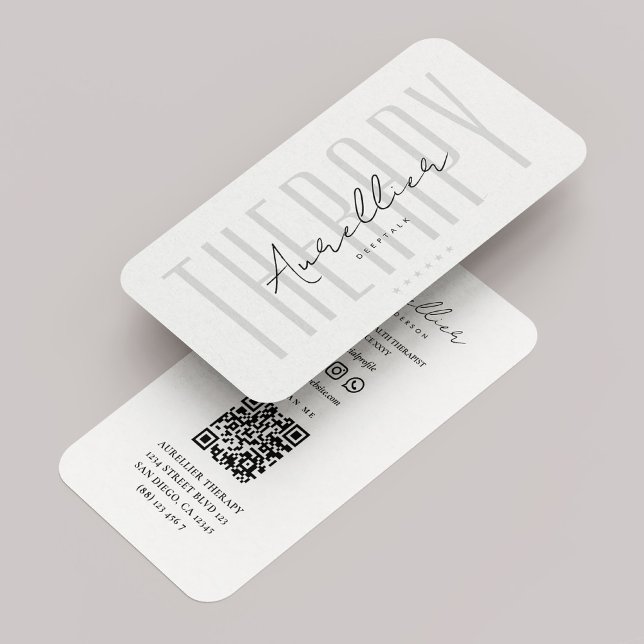 Minimal massage Therapist White Visitkort (Minimal Therapist Psychotherapy White Business Card
)