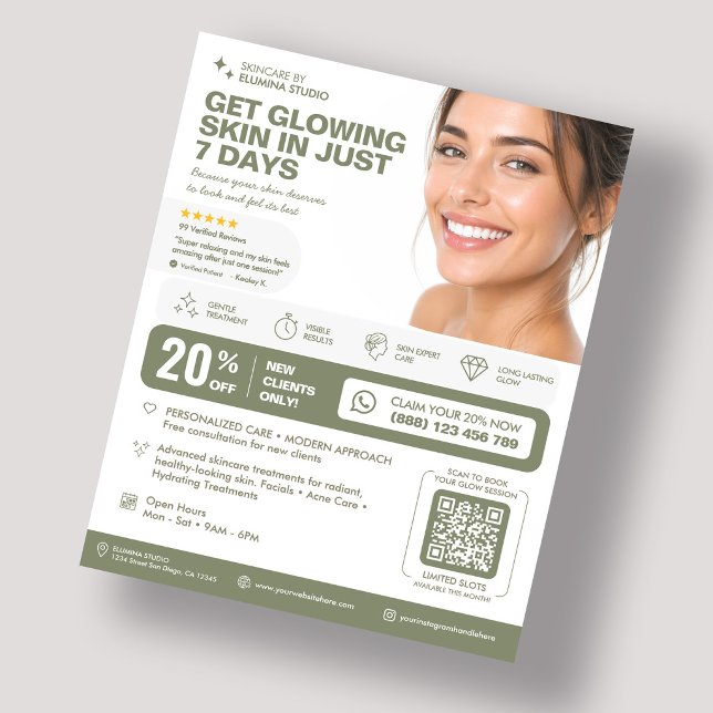 Minimal Medspa Terapeut Estetiker Sage  Flygblad (Minimal Medspa Therapist Esthetician Sage Flyer
)
