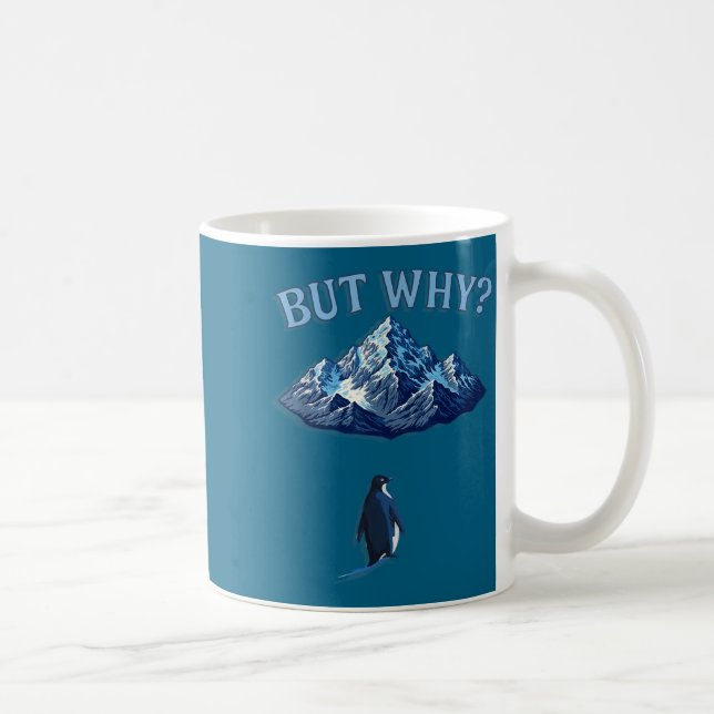 Minimal Men Varför Rolig Pingvin Berg Kaffemugg (Höger)