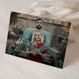 Minimal Merry Christmas Script 2 Foto Helgkort