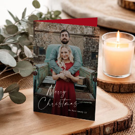 Minimal Merry Christmas Script 2 Foto Helgkort