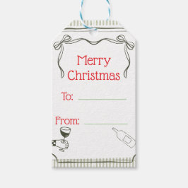 Minimal Merry Christmas Wine Gift Tag Presentetikett