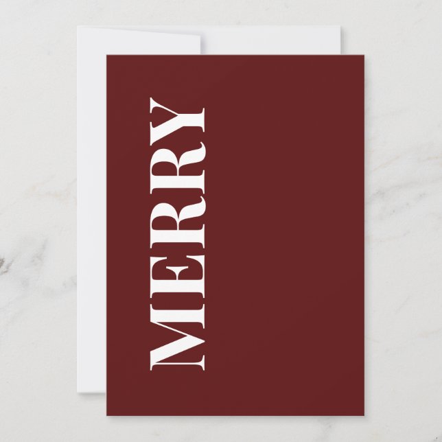 Minimal MERRY | Deep Red Holiday Greeting Card Julkort (Framsida)