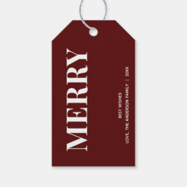 Minimal MERRY | Djupröd högtid Presentetikett