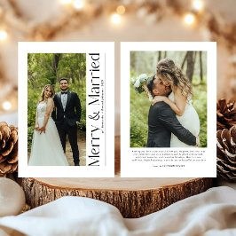 Minimal Merry & Married jul Photo Newlyweds Julkort