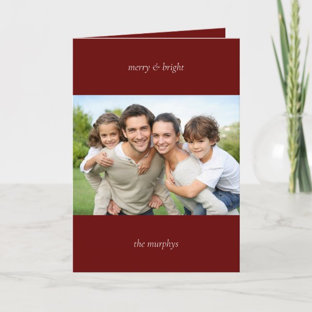 Minimal Merry och Bright Photo jul Card Helgkort (Framsida)