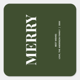 Minimal MERRY | Skoggrön Holiday Fyrkantigt Klistermärke