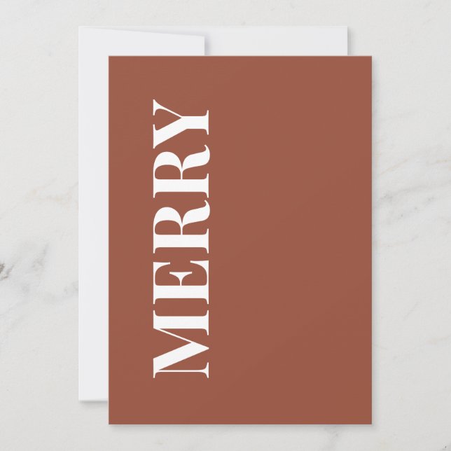 Minimal MERRY | Terrakotta Julhälsningskort Julkort (Framsida)