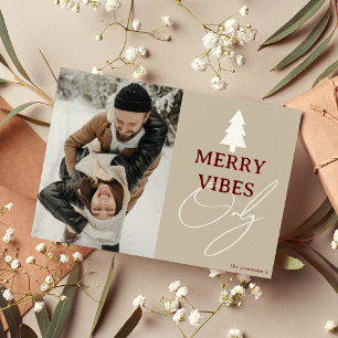 Minimal "Merry Vibes Only Photo jul Julkort