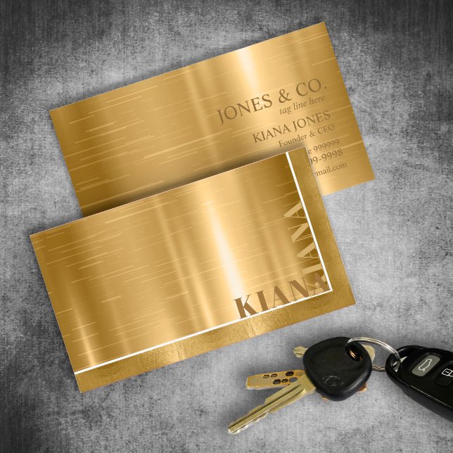 Minimal Metall Sheen & Foil Guld Std ID791 Visitkort (Skapare uppladdad)