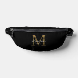 Minimal metallisk svart Guld-monogram