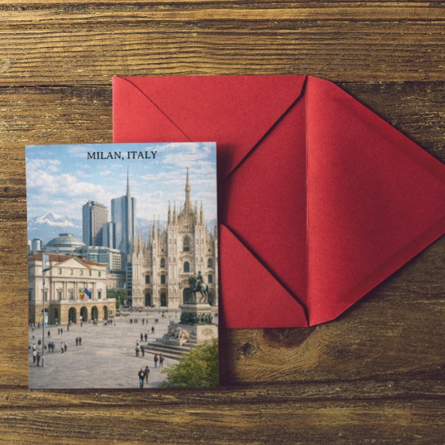 Minimal Milano Italien Stadsvy Vykort (Minimal Milan Italy City View Postcard)