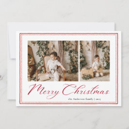 Minimal Minimalist Script Merry Christmas Photo Julkort