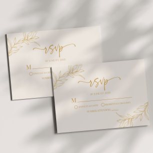 Minimal minimalistisk Beige Guld Gren Löv Bröllop OSA Kort