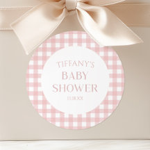 Minimal Minimalistisk Rosa Rutig Baby Shower