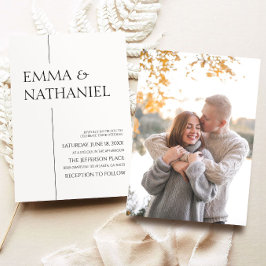 Minimal minimalistisk svart vit enkel Bröllop Inbjudningar