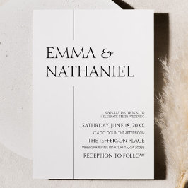 Minimal minimalistisk svart vit enkel Bröllop Inbjudningar