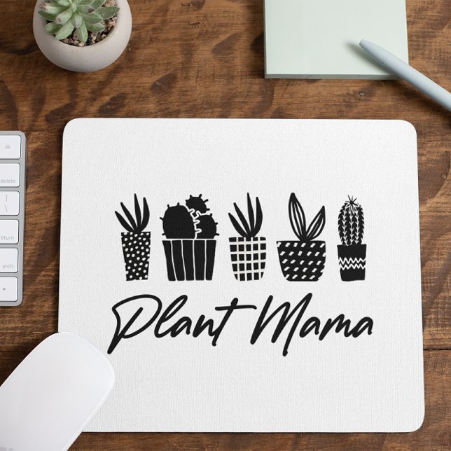 Minimal minimalistisk växt i Svartvitt Mamma Mamma Musmatta (Skapare uppladdad)
