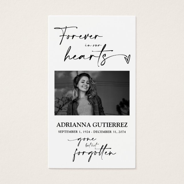 Minimal minnesanteckningsfotosympati för skriptbön visitkort (Framsidan)