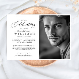 Minimal minnesceremoni fotominne begravning inbjudningar