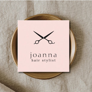 Minimal Misty Rose Svarta Saxar Frisör Fyrkantigt Visitkort