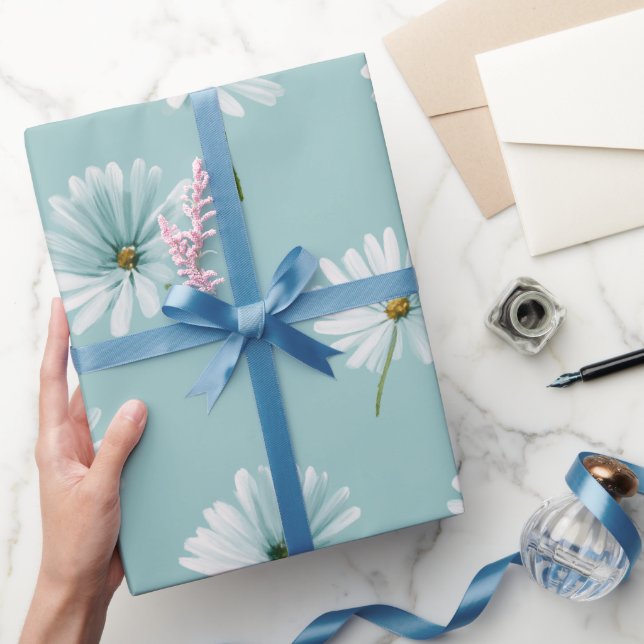 Minimal mjuk blå mint tusenskönestill vattenfärg m presentpapper (Gifting)