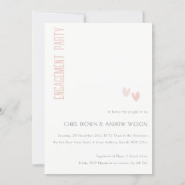 Minimal mjuk Elegant Dusky Rosa Hearts Förlovning Inbjudningar