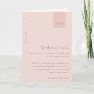 Minimal mjuk pastell rosaktig dammig rosa bröllop tack kort