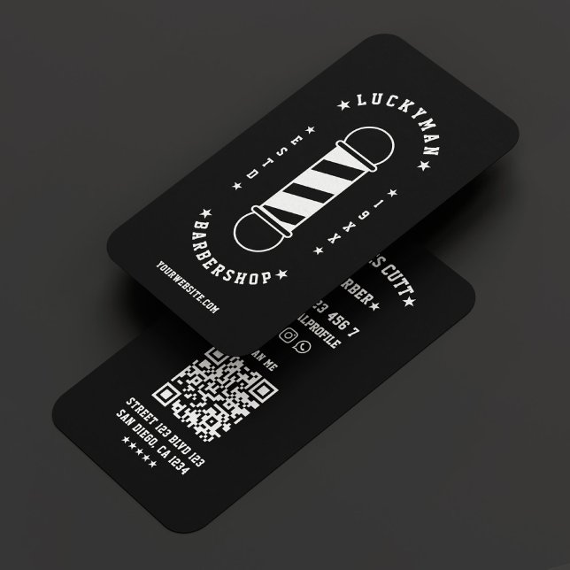 Minimal mobil Barber Barbershop Black Visitkort (Minimal Mobile Barber Barbershop Black Business Card
)