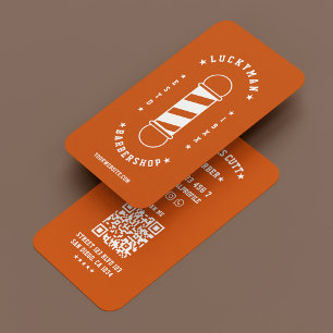Minimal Mobil Barber Orange Barberaffär Visitkort