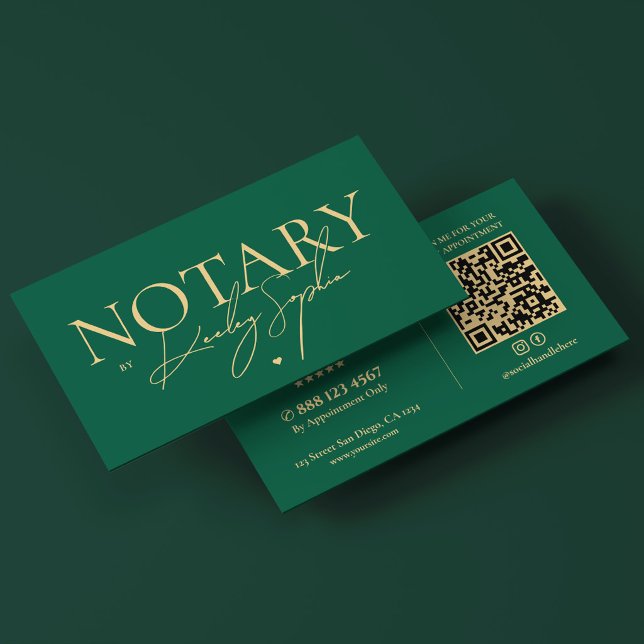 Minimal mobil notarius publicus elegant grön visitkort (Minimal Mobile Notary Public Elegant Green Business Card
)