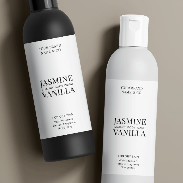 Minimal Modern 8 OZ Cosmo Flaska-vattentät etikett (Fully customizable product labels for cosmetic bottles with space for your nrand name & product info)