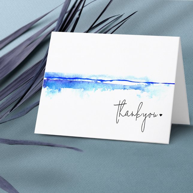 Minimal Modern Akvarell Blå Bröllopsdusch Tack Kort (Skapare uppladdad)