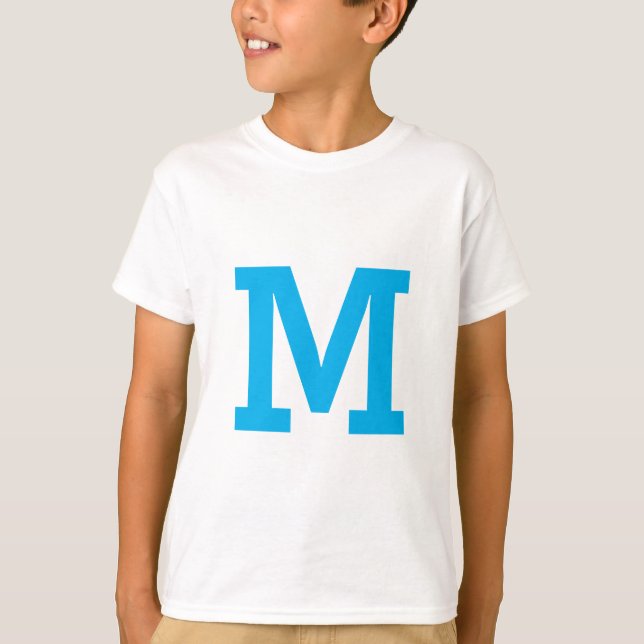 Minimal modern Anpassningsbar blå Brev T Shirt (Framsida)