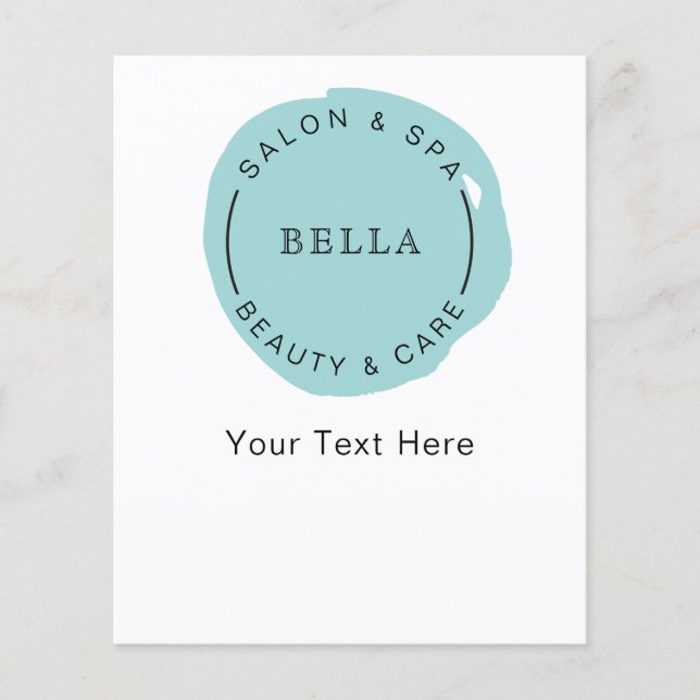 Minimal Modern Aqua Salon Spa Coupons Flyer (Framsidan)
