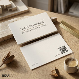 Minimal Modern Architect | QR Code Warm White Visitkort