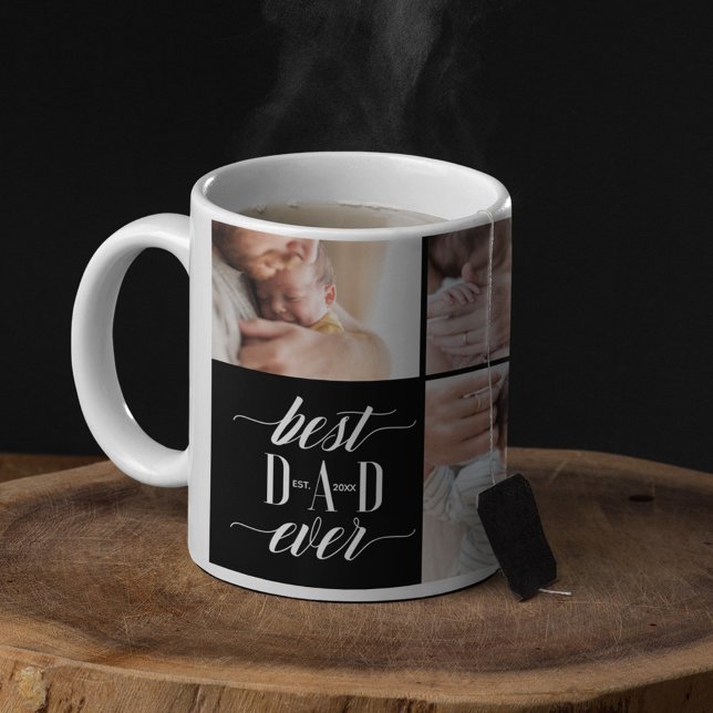 Minimal Modern Bästa Pappa någonsin-skriptfotokoll Kaffemugg (Skapare uppladdad)