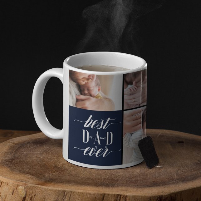 Minimal Modern Bästa Pappa någonsin-skriptfotokoll Kaffemugg (Skapare uppladdad)
