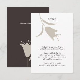 Minimal Modern Beige & Espresso Blommig Bröllop Tilläggskort