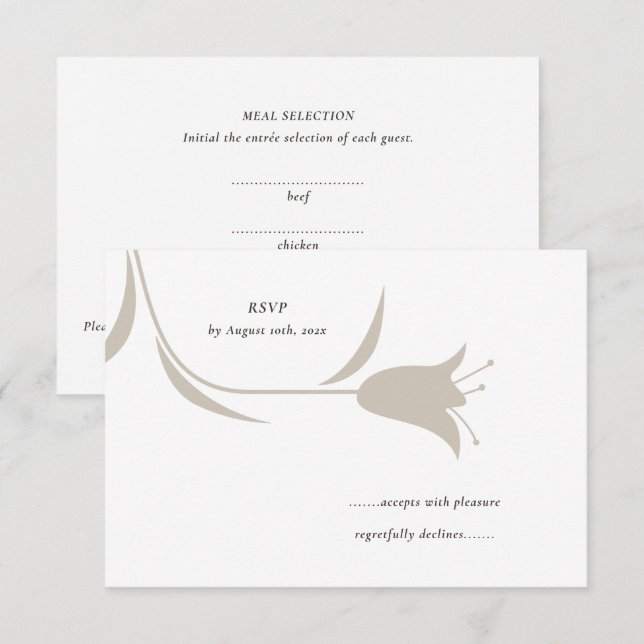 Minimal Modern Beige & Espresso Blommig OSA Kort (Fram/baksida)