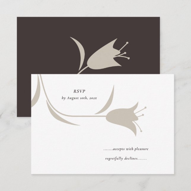 Minimal Modern Beige & Espresso Blommig OSA Kort (Fram/baksida)