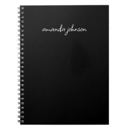 Minimal Modern Black and White Monogram Fullt Namn Anteckningsbok