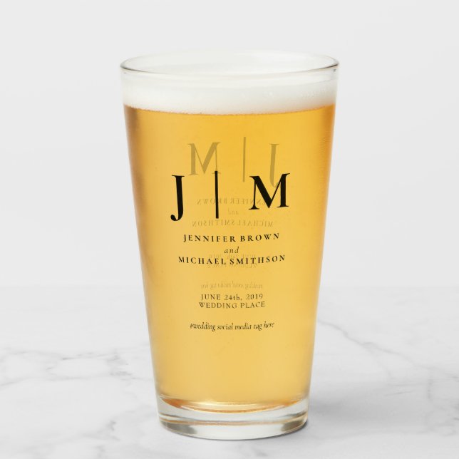 Minimal Modern Black and White Simple Bröllop Glaskopp (Framsida fylld)