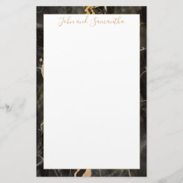Minimal Modern Black Marble Bröllop Brevpapper