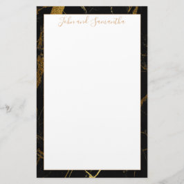 Minimal Modern Black Marble Bröllop Brevpapper