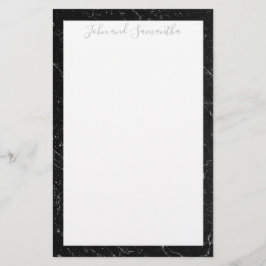 Minimal Modern Black Marble Bröllop Brevpapper