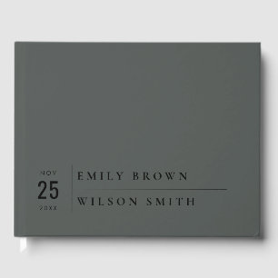 MINIMAL MODERN BLACK PÅ SVART TYPOGRAFI BRÖLLOP GÄSTBÖCKER