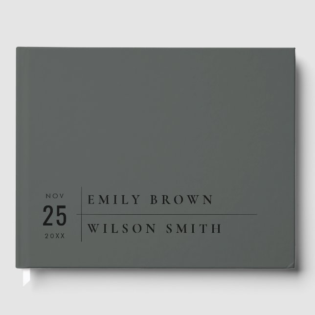 MINIMAL MODERN BLACK PÅ SVART TYPOGRAFI BRÖLLOP GÄSTBÖCKER (Framsida)